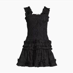 NWT! Waimari Alfresco Ruffle Square Neck Sleeveless Mini Dress Black Size Small